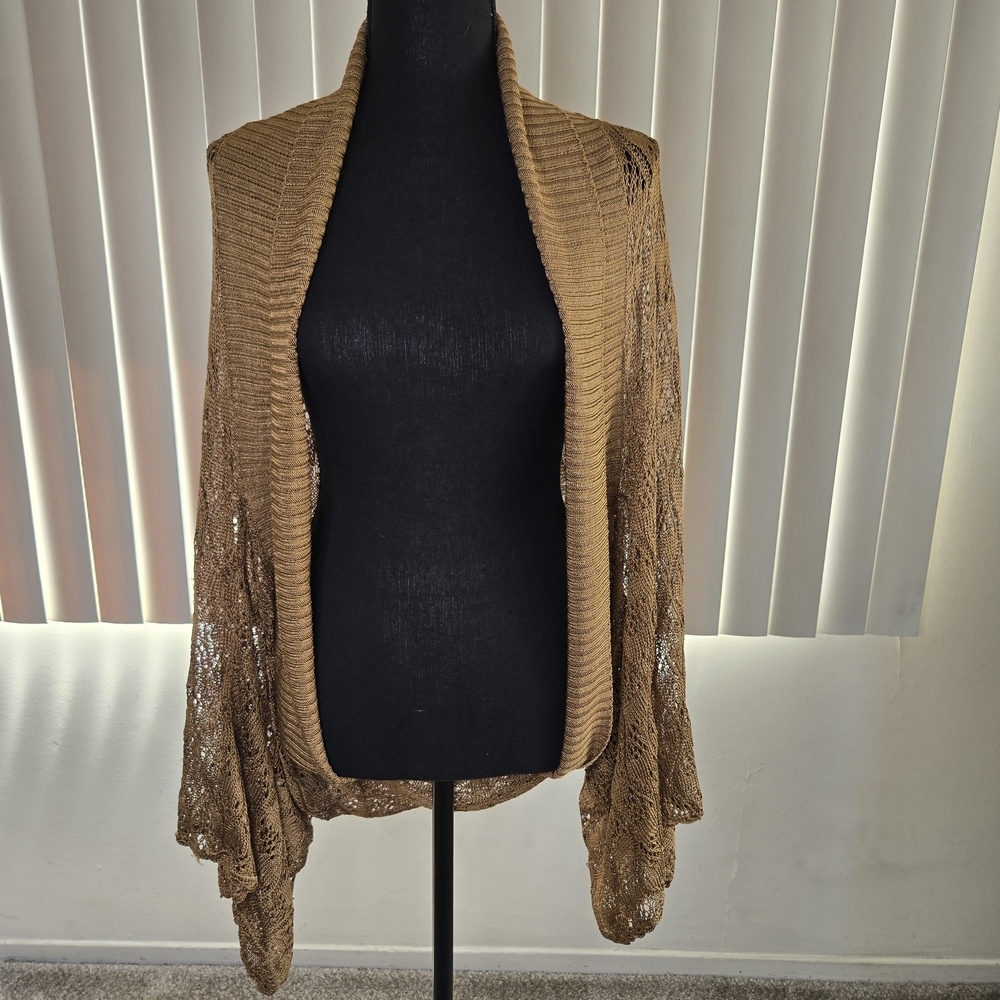 Elegant Tan Open-Front Sweater